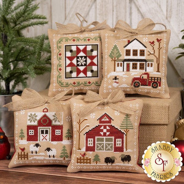 link to Farmhouse Christmas Cross Stitch Ornament Club