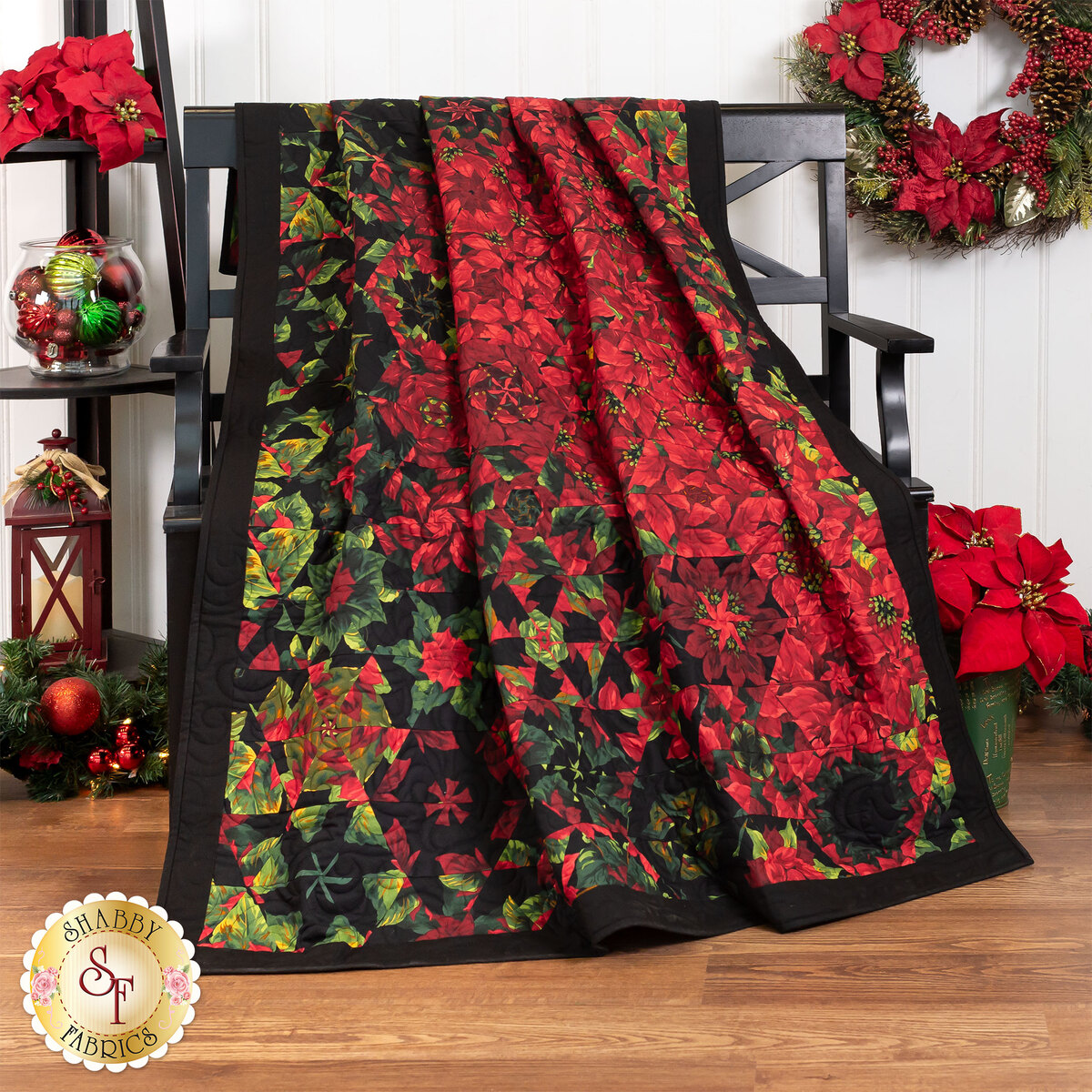 Poinsettia Kaleidoscope Quilt Kit | Shabby Fabrics