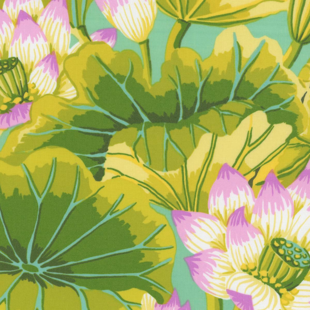 Kaffe Fassett Collective Classics Plus GP93.GREE Lake Blossoms - Green by FreeSpirit Fabrics preload zoom image