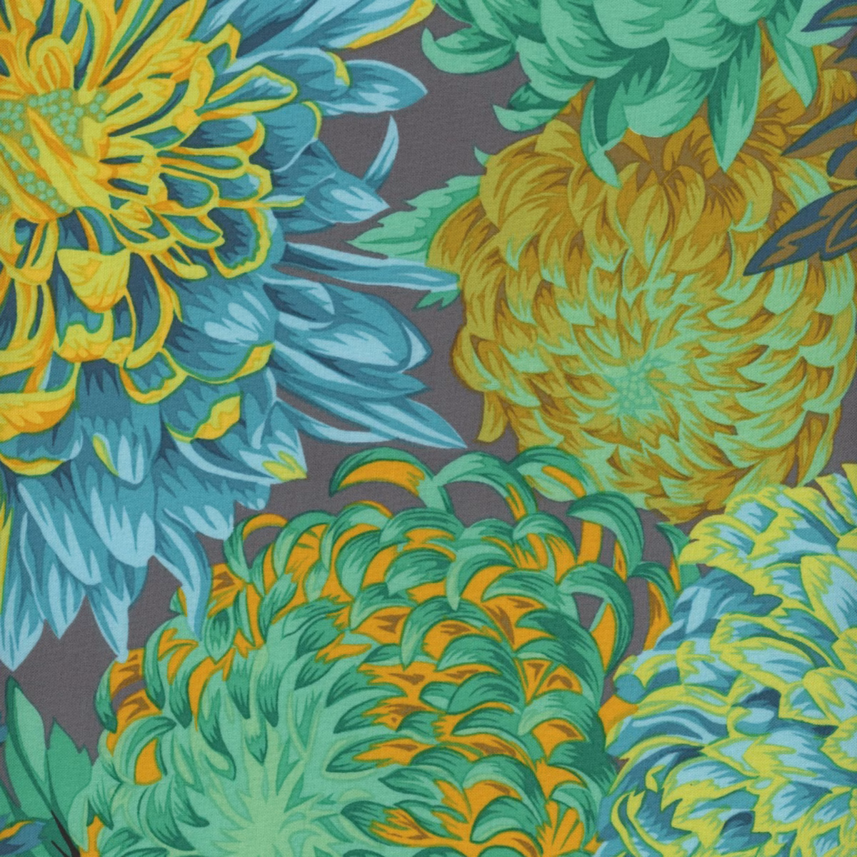 Kaffe Fassett Collective Classics Plus PWPJ041.FORES Japanese Chrysanthemum - Forest by FreeSpirit Fabrics preload zoom image