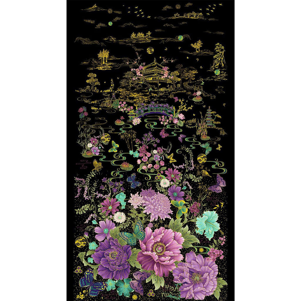 Shizuka PANEL-CM3160 BLACK by Chong-A Hwang for Timeless Treasures