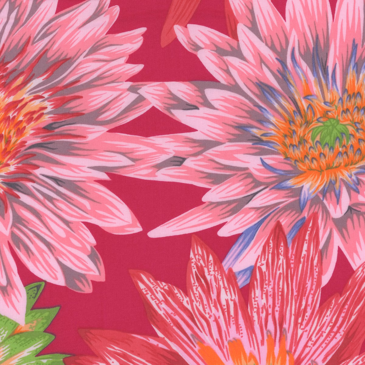 Kaffe Fassett Collective Classics Plus PWPJ119.RED Tropical Water Lilies - Red by FreeSpirit Fabrics preload zoom image