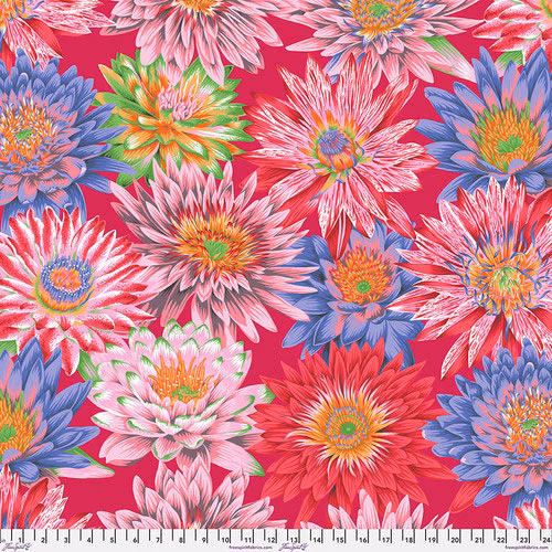 Kaffe Fassett Collective Classics Plus PWPJ119.RED Tropical Water Lilies - Red by FreeSpirit Fabrics preload zoom image
