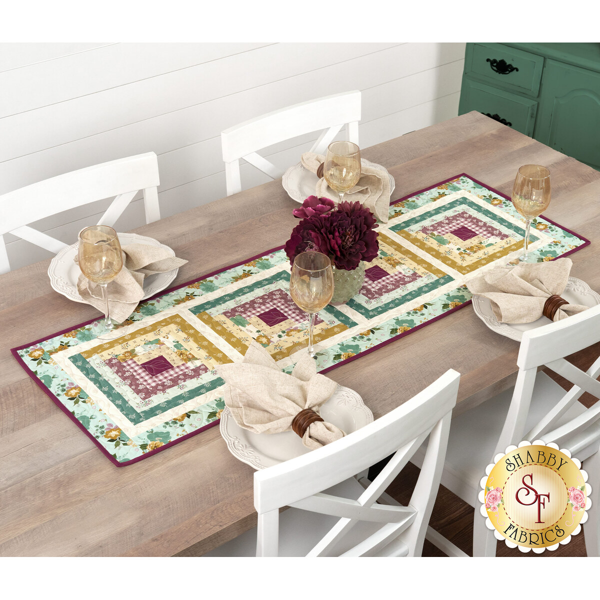 Log Cabin Table Runner Kit - Renew | Shabby Fabrics