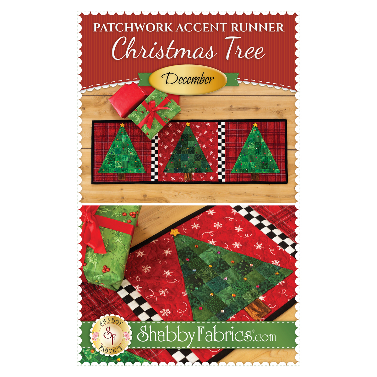 Patchwork Accent Runner - Christmas Trees - December Pattern