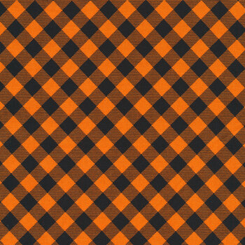 Priscilla's Pretty Plaids 9300-39 Orange and Black Buffalo Check by Henry Glass Fabrics, Image