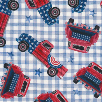 Land That I Love 9702-DENI-D Freedom Trucks by Michael Miller Fabrics, Image