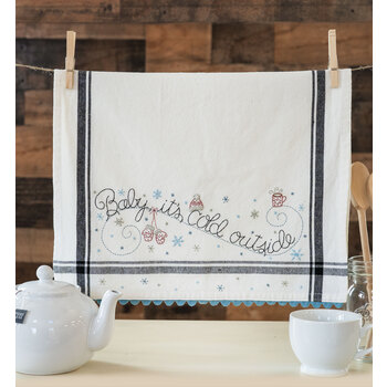  Baby, It's Cold Outside Embroidery Dishtowel Kit - Bareroots, Image