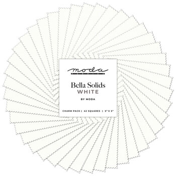 Bella Solids  Charm Pack - 9900PP-98 White by Moda Fabrics, Image