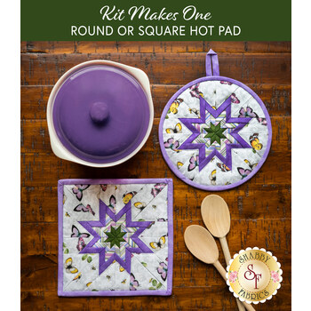  Folded Star Hot Pad Kit - Scented Garden - Round OR Square - Butterflies, Image