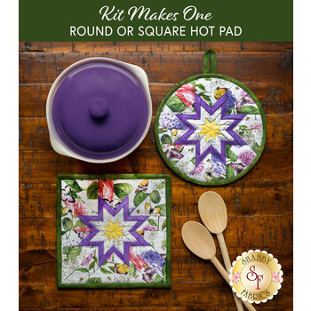  Folded Star Hot Pad Kit - Scented Garden - Round OR Square - Floral, Image