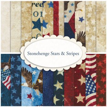 Stonehenge Stars & Stripes 20 FQ Set by Deborah Edwards for Northcott Fabrics, Image