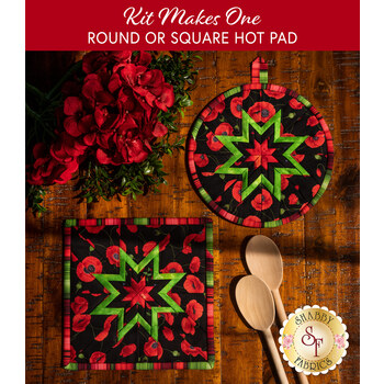  Folded Star Hot Pad Kit - Wild Poppy - Round OR Square, Image