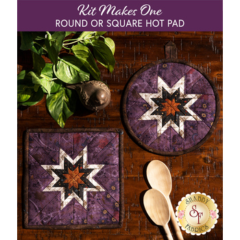  Folded Star Hot Pad Kit - Blessings of Home - Round OR Square - Purple, Image