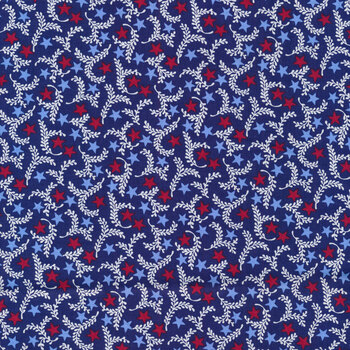 Star Spangled A-9938-B Star Branches Blue by Andover Fabrics REM, Image