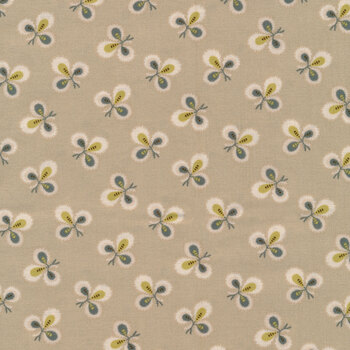 Lady Tulip A-189-N French Beige Cloverleaf by Edyta Sitar for Andover Fabrics, Image