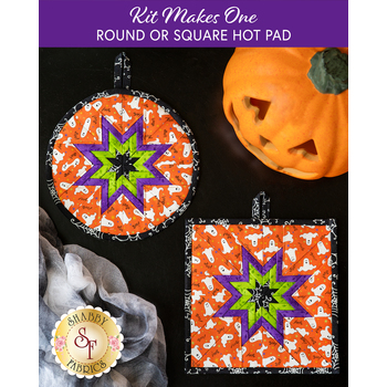  Folded Star Hot Pad Kit - Here We Glow - Round or Square - Orange, Image