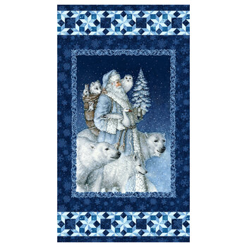 Father Christmas DP24690-48 Navy Panel by Northcott Fabrics, Image