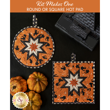  Folded Star Hot Pad Kit - Retro Halloween - Round OR Square - Orange, Image