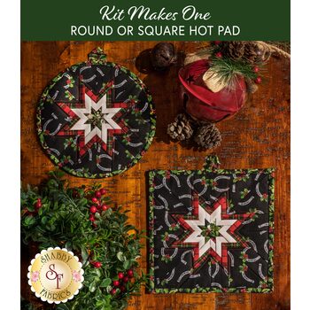  Folded Star Hot Pad Kit - Hay...It's Christmas - Round OR Square - Black, Image