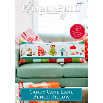 Candy Cane Lane Bench Pillow - Machine Embroidery Pattern, Image