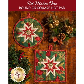  Folded Star Hot Pad Kit - Winter's Grandeur 9 - Round OR Square - Green, Image