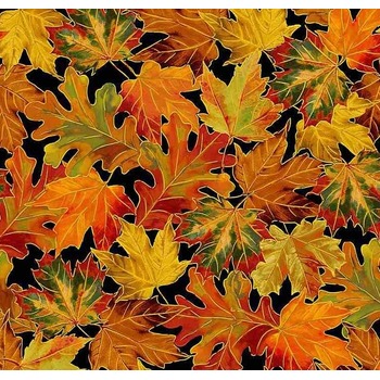Autumn Leaves HARVEST-CM1289 BLACK by Timeless Treasures Fabrics, Image