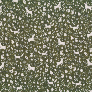 Joy of the Season 13100-41 Winter Animals Green/Cream by Benartex REM, Image