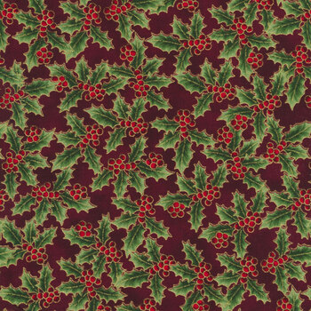 Holiday Wishes 7770-78G Scarlet Gold by Hoffman Fabrics, Image