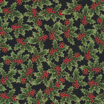 Holiday Wishes 7770-4G Black Gold by Hoffman Fabrics, Image