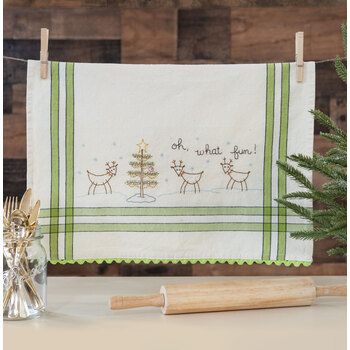  Reindeer Embroidery Dishtowel Kit - Bareroots, Image