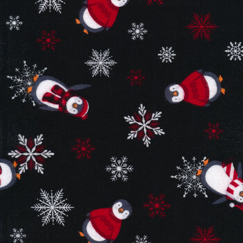 Winter Comfort Flannel 12766F-12 Playful Penguins White by Kanvas Studio for Benartex REM, Image