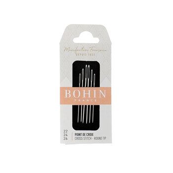 Bohin Cross Stitch Round Tip Needles - Size 22, 24, 26