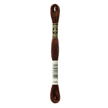 DMC 898 Very Dark Coffee Brown - 6 Strand Embroidery Floss