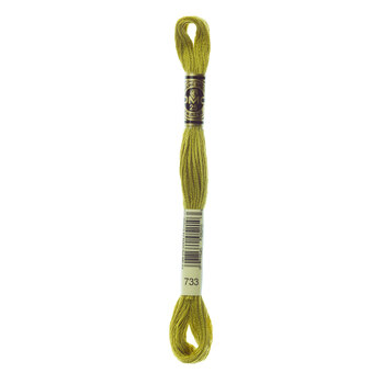 DMC 733 Medium Olive Green - 6 Strand Embroidery Floss, Image