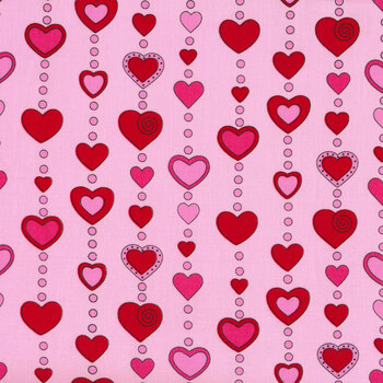 Love Me Do A-472-E Pink Beaded Hearts by Kim Schaefer for Andover Fabrics, Image