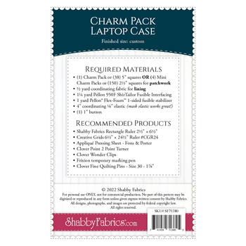 Charm Pack Laptop Case Pattern - PDF Download