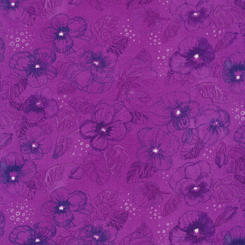 Pansy's Posies 48721-14 Plum by Robin Pickens for Moda Fabrics, Image