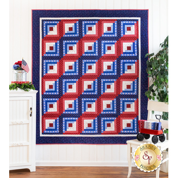 SAMPLE - Log Cabin Throw Size Quilt - Star Spangled 