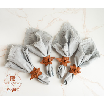 Fringed Cloth Napkins and Napkin Rings Kit - Makes 4