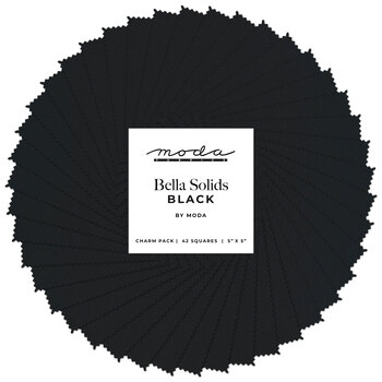 Bella Solids  Charm Pack - 9900PP-99 Black by Moda Fabrics, Image