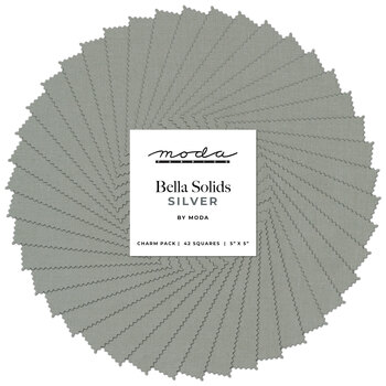 Bella Solids  Charm Pack - 9900PP-183 Silver by Moda Fabrics, Image