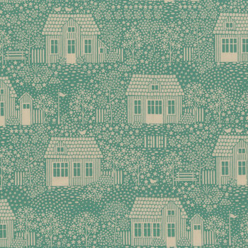 Hometown 110061 - My Neighborhood Teal by Tone Finnanger for Tilda, Image