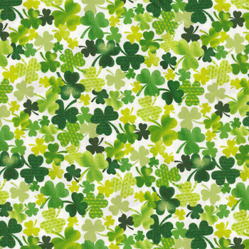 Luck of the Irish C8333-WHITE by Gail Cadden for Timeless Treasures Fabrics, Image