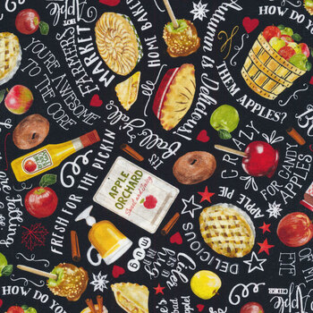 Happy Harvest GAIL-CD1424 BLACK by Gail Cadden for Timeless Treasures Fabrics, Image