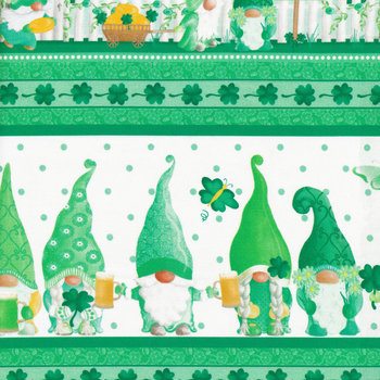 Luck of the Gnomes 12661-90 White/Green by Kanvas Studio for Benartex, Image