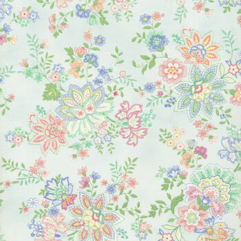 Dorothy Jean's Flower Garden 2971-17 Spa Blue by Mary Jane Carey for Henry Glass Fabrics, Image