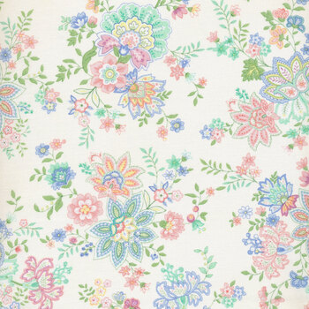 Dorothy Jean's Flower Garden 2971-44 Cream by Mary Jane Carey for Henry Glass Fabrics, Image