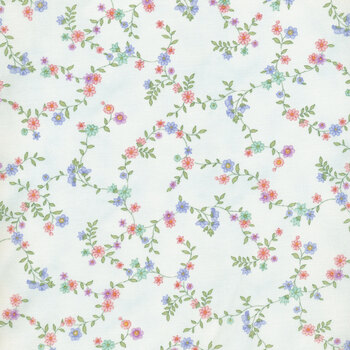 Dorothy Jean's Flower Garden 2972-17 Spa Blue by Mary Jane Carey for Henry Glass Fabrics, Image