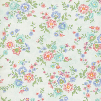 Dorothy Jean's Flower Garden 2974-17 Spa Blue by Mary Jane Carey for Henry Glass Fabrics, Image